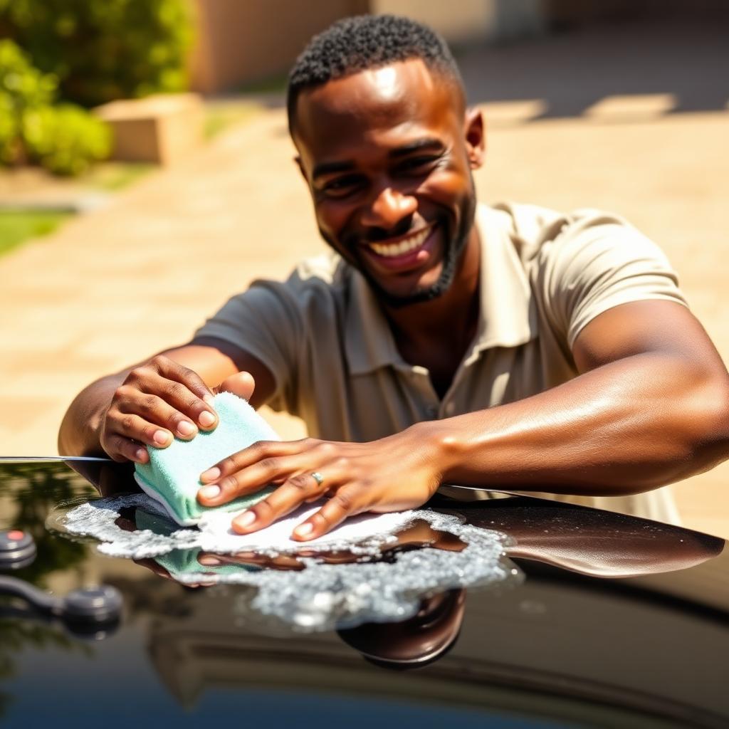 Man washing a car with the iscricrass sponge